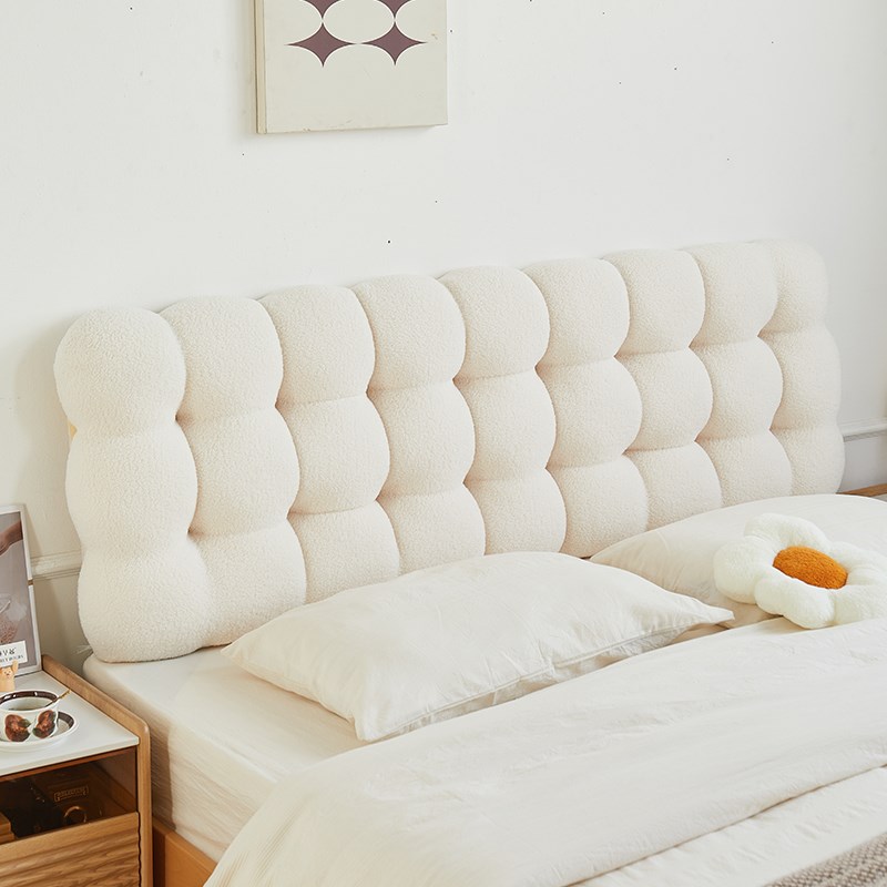 奶油风床头靠背垫2025新款卧室榻榻米小K雪球有无床头护腰软包靠