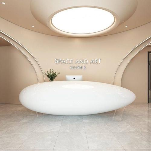 前台烤漆公司美容院吧台收银台异形接待台桌时尚简约家具