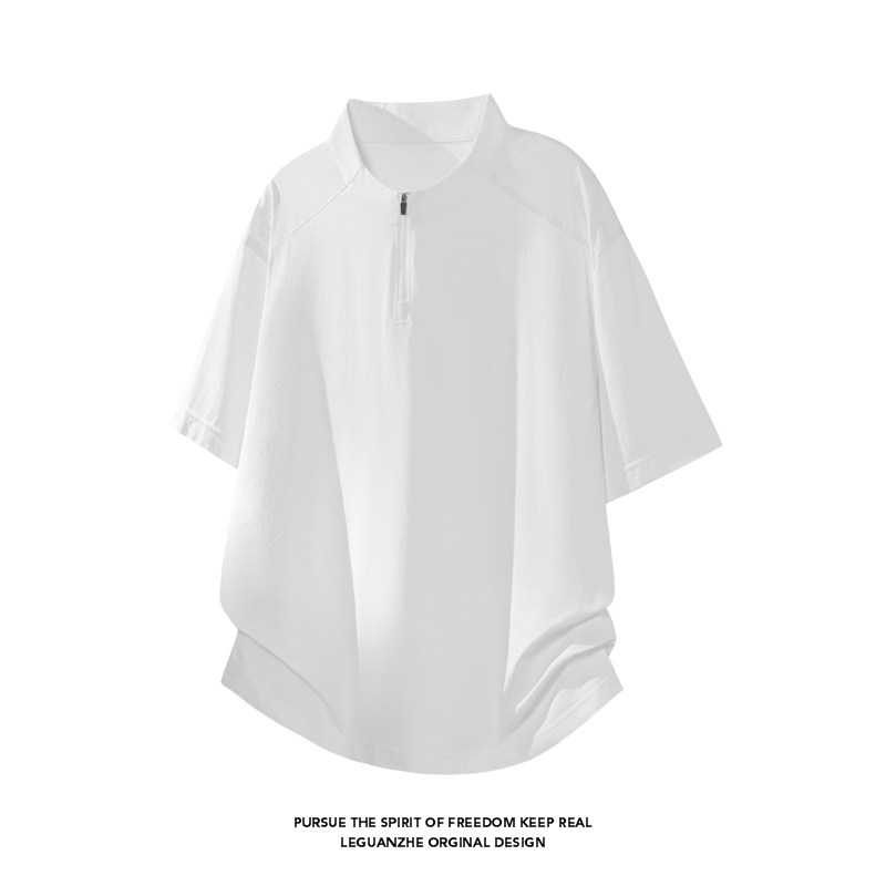 cleanfit亨利领短袖t恤男款夏季美式宽肩显瘦polo衫boxy重磅半袖