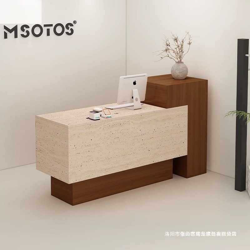 极简现代美发店前台接待收银台服装店柜台黑色女装店铺小型吧台