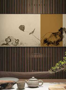 新中式禅意装饰画单幅横幅莲蓬挂画茶室书房国画客厅沙发卧室国画