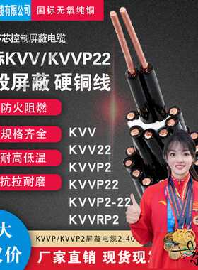 定制 KVV KVVP22 1 1.5 2.5 4平方8 24 37多芯控制电缆屏蔽信号线
