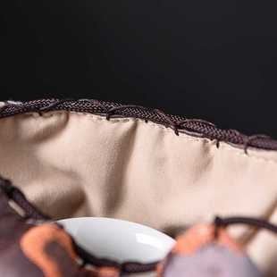 ?T9J5 织锦棉麻主人杯单杯袋旅行便携茶杯套茶杯茶具收纳包加