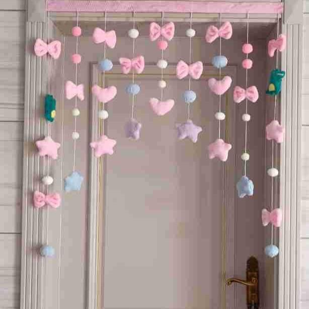 小俏星门帘蝴蝶结床帘女孩卡通门帘卧室门帘房门挂饰可爱隔断帘