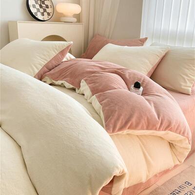 冬天加厚保暖牛奶绒被套被芯一体可拆洗两件套棉被冬被子四件套七