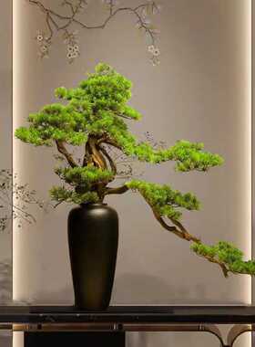 新中式仿真迎客松盆景绿植盆栽客厅玄关办公室茶室家居装饰摆件