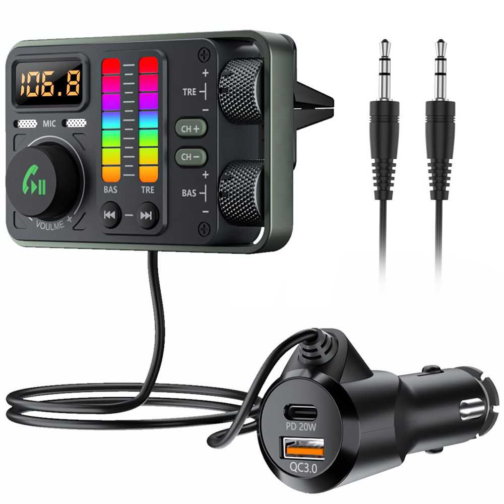 MT03车载mp3蓝牙播放器新款重低音AUX点烟器蓝牙车充快充fm发射器