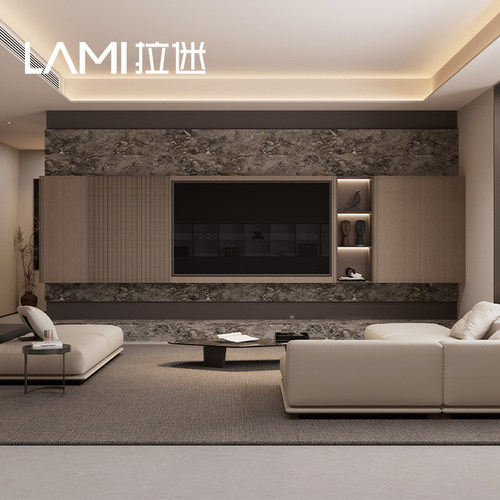 拉迷客厅电视柜定制背景墙满墙柜全屋定制玄关柜餐边柜一体定做