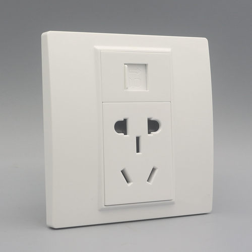 超六类屏蔽网线带五孔插座 CAT6A单口电脑信息面板千兆模块网口插