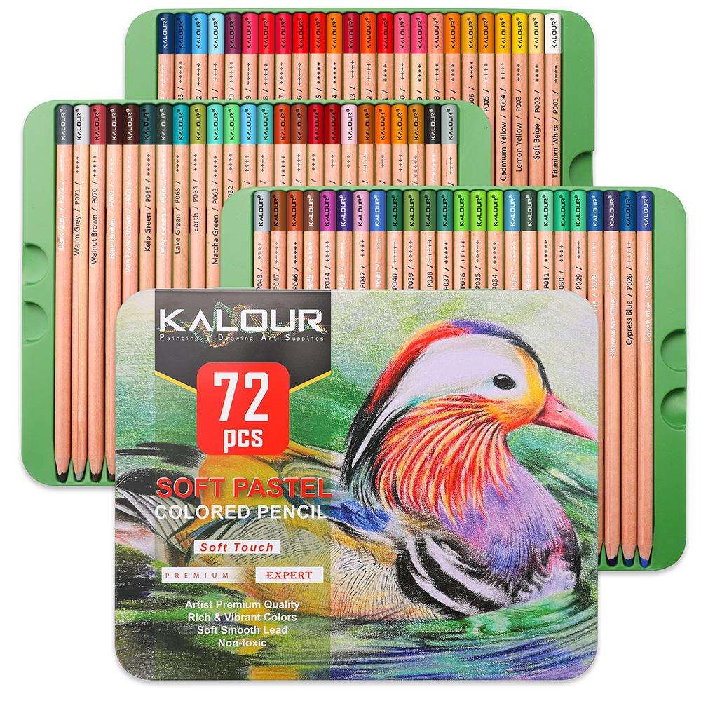 KALOUR72色粉画铅笔套装专业色粉碳笔美术绘画用品 跨境热销