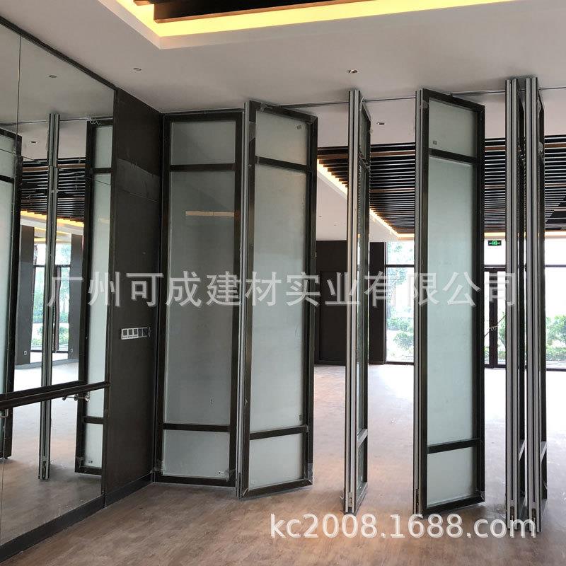 可推拉折叠移动玻璃隔墙旋转办公室玻璃隔断可移动悬挂隔断墙