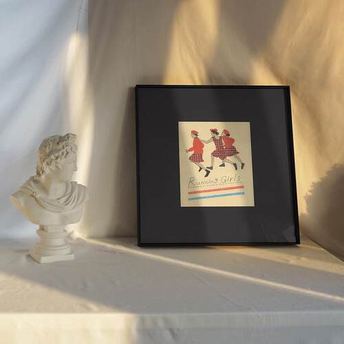 《running girls》法式小众艺术装饰画餐边柜摆画中古风复古挂画