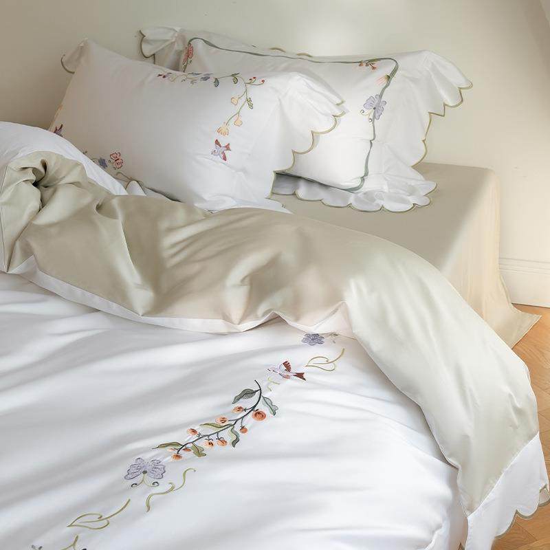 苏丽的春天｜浪漫花边100支长绒棉四件套温柔奶油白1.8笠花卉刺绣,玩具/童车/益智/积木/模型,毛绒/玩偶/公仔/布艺类玩具,淘宝优惠券,粉丝福利购,淘宝优惠卷