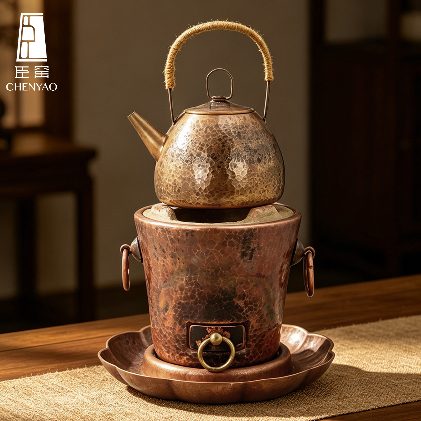 臣窑铜壶烧水壶煮茶壶纯手工紫铜茶壶围炉煮茶壶家用沏茶壶茶具