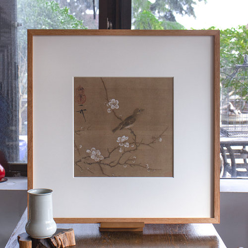 复实花鸟装饰画厅意古木装裱画框定制客禅挂墙中式沙发背景墙挂画
