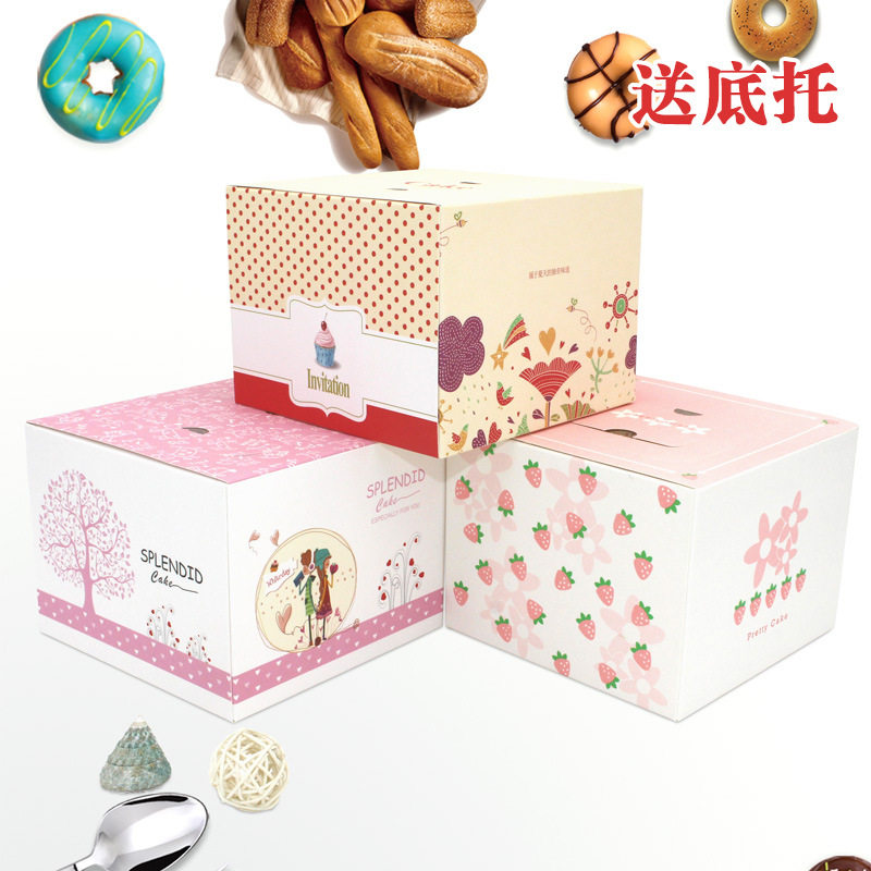 迷你开窗4寸5寸正方形儿童手提芝士慕斯西点蛋糕烫金粉蓝色包装盒