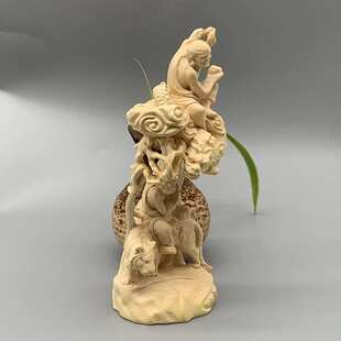 大叶黄杨木雕刻降龙伏虎款摆件摆饰规格130×50×45家居客厅装饰