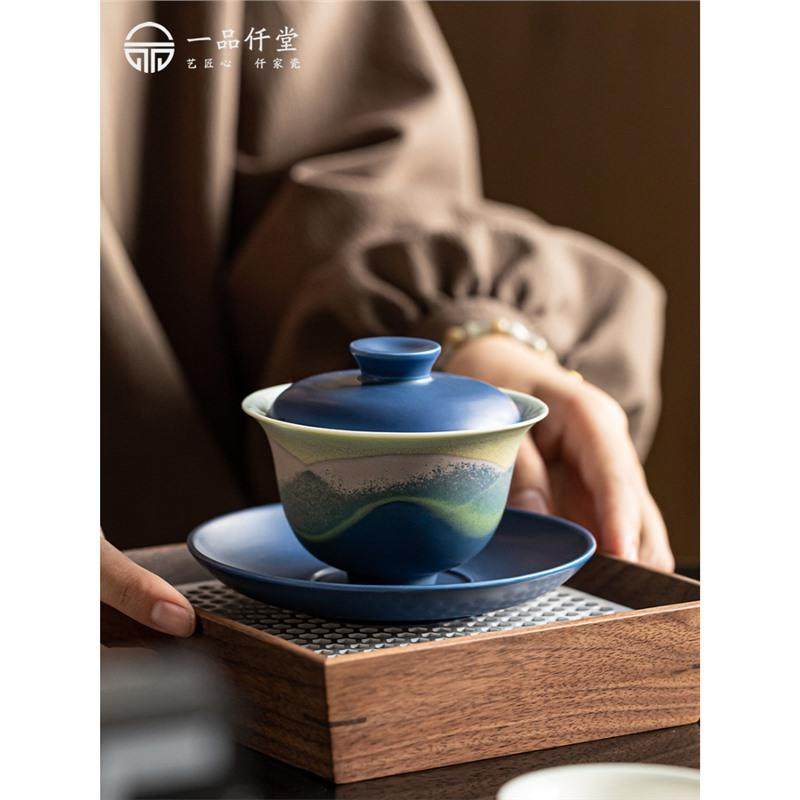 一品仟堂青己薄胎玉泥白瓷手绘盖碗文人陶瓷泡茶碗釉下彩苍松点金,玩具/童车/益智/积木/模型,毛绒/玩偶/公仔/布艺类玩具,淘宝优惠券,粉丝福利购,淘宝优惠卷