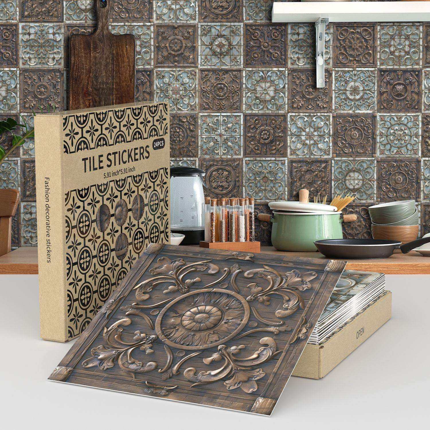 魅集跨境欧式24片花砖瓷砖墙贴自粘客厅卧室防水墙面装饰墙纸,玩具/童车/益智/积木/模型,毛绒/玩偶/公仔/布艺类玩具,淘宝优惠券,粉丝福利购,淘宝优惠卷