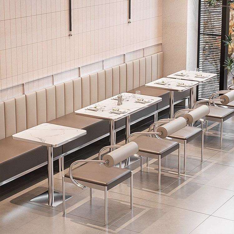 不锈钢桌椅组合小吃店快餐厅咖啡厅商用洽谈主题餐厅卡座沙发