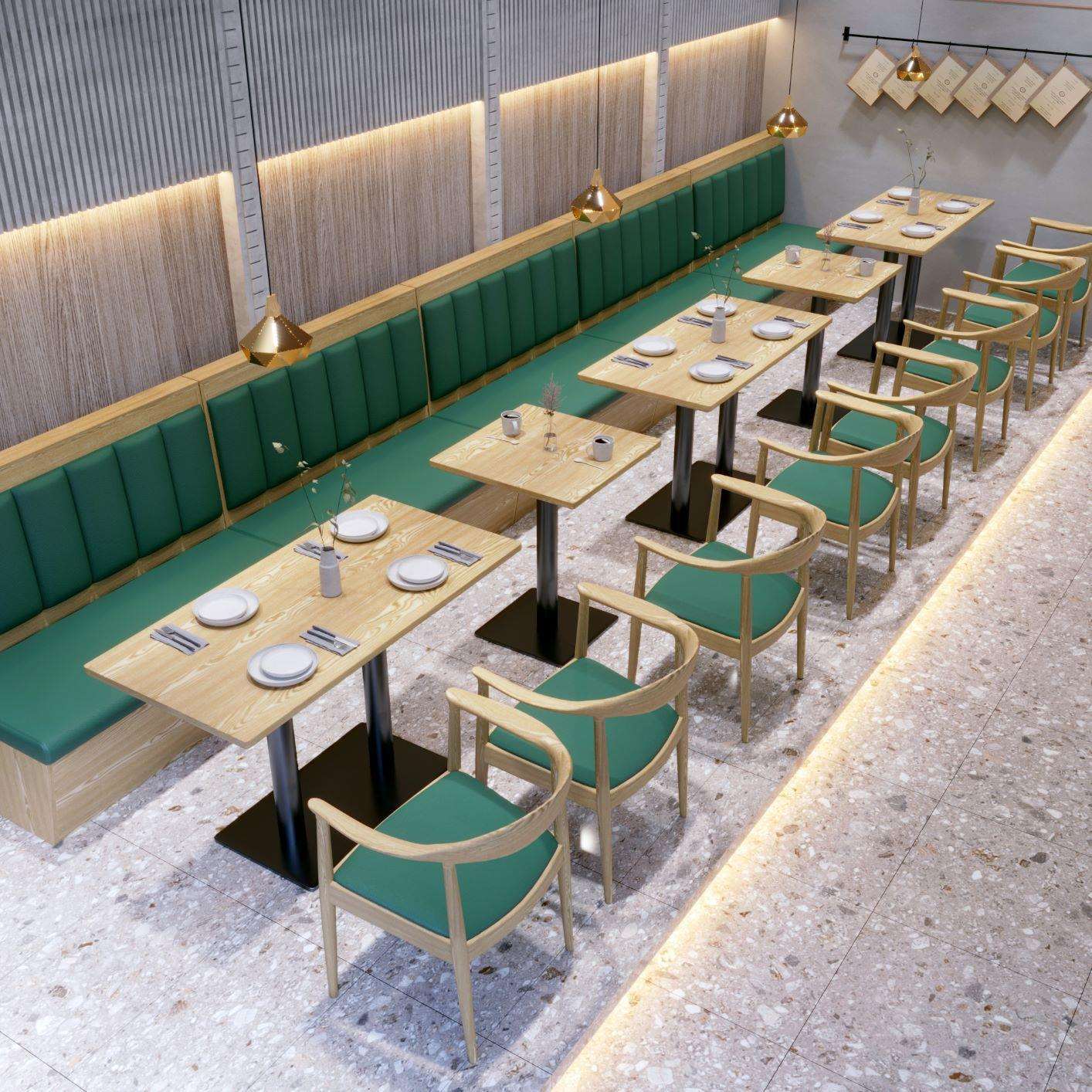 茶餐厅火锅店主题餐饮靠墙卡座西餐厅咖啡厅饭店实木桌椅组合