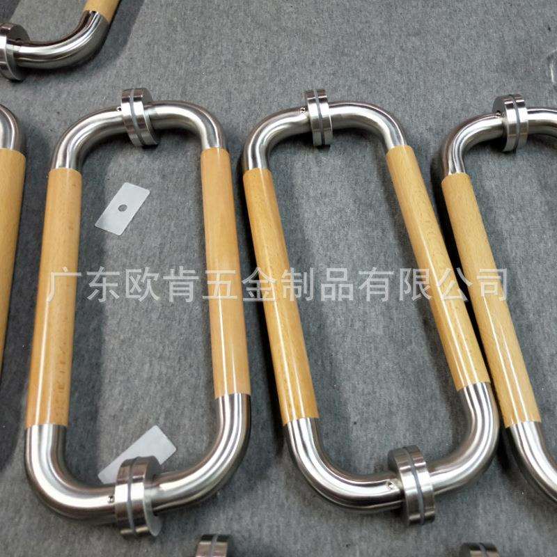 欧肯五金工厂豪华304#不锈钢大门拉手拉丝实木餐厅玻璃门木门把手