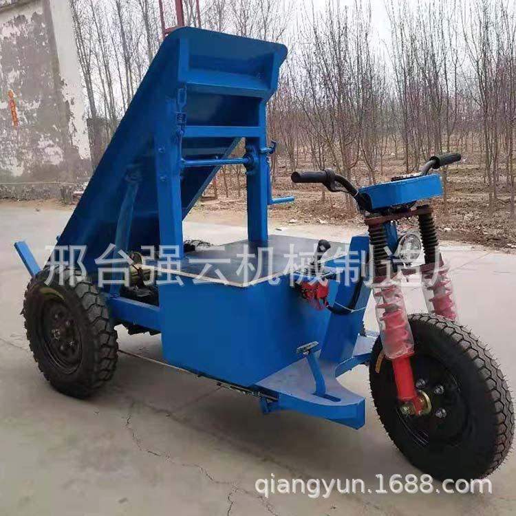 工地拉砖车电动液压自卸拉砖平板车骑行式窑厂背砖车物流搬运