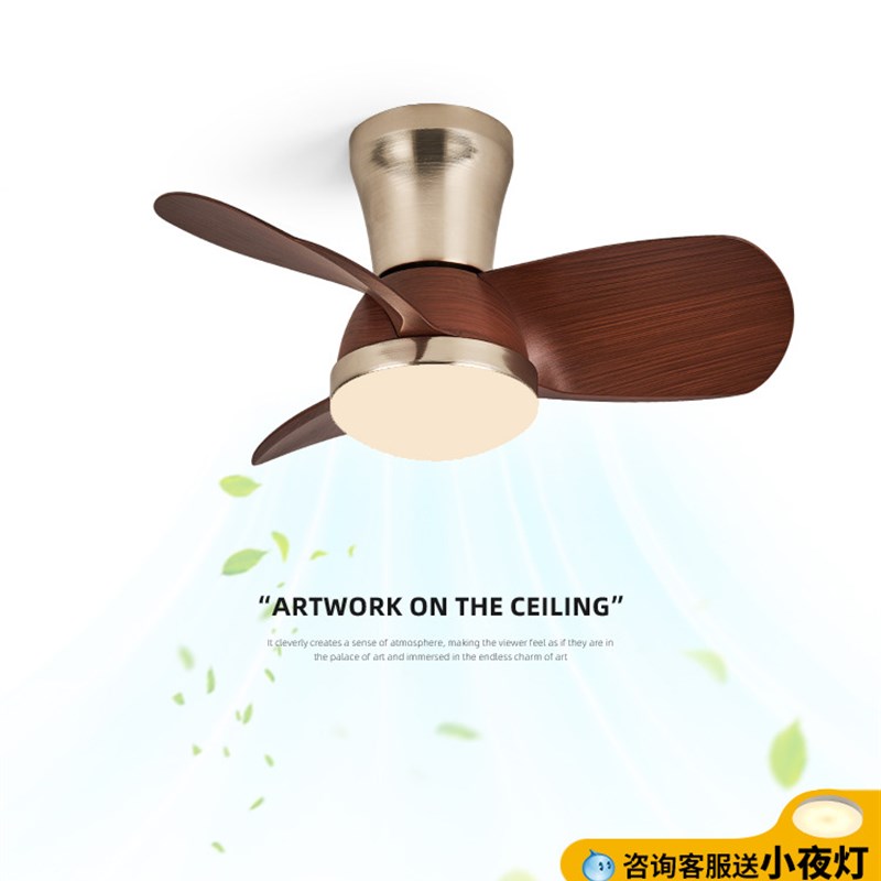 法式胡桃色餐厅吊扇灯古色古香书G房卧室静音变频电扇家用灯