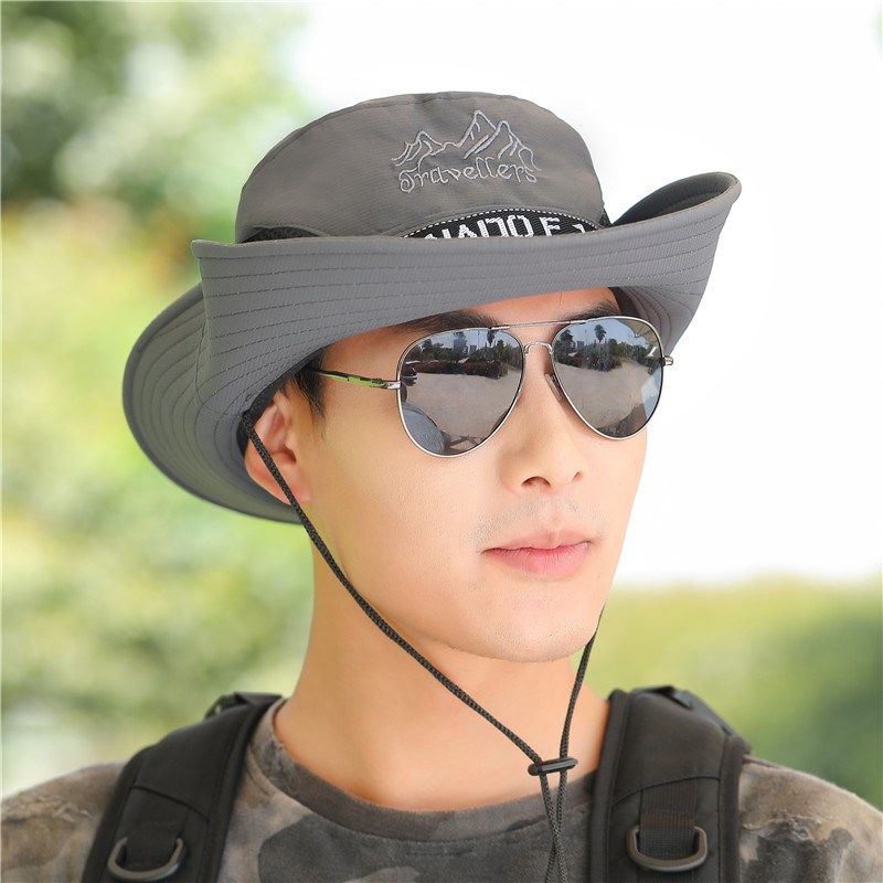 遮阳帽子男夏天钓鱼帽户外防晒太阳帽大帽檐透气夏季男士潮渔夫帽