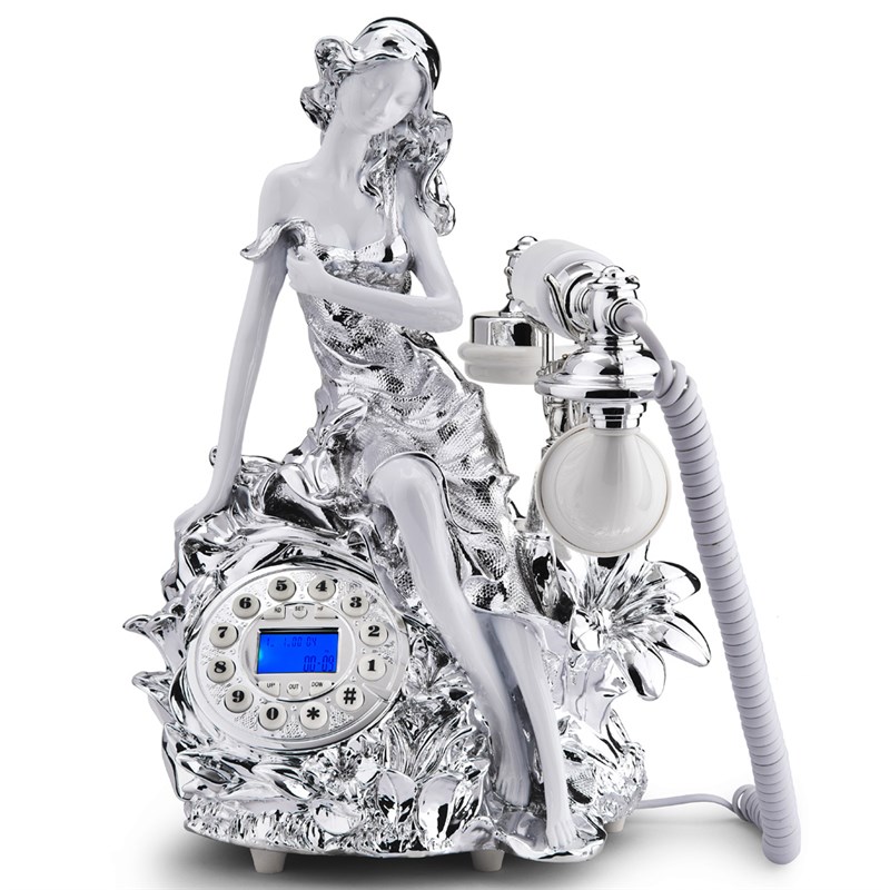 古董电话机仿古复古欧式田园座机时尚创意新款老式电信固话实木