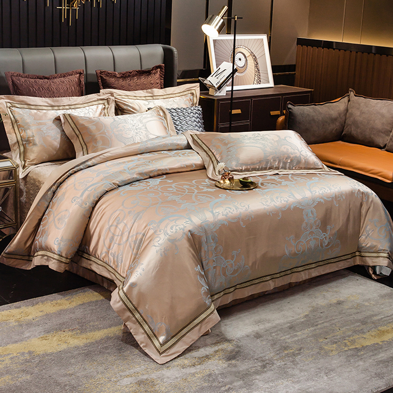 欧式奢华贡缎提花四件套纯棉加厚床单夹棉床盖红色结婚庆床上用品