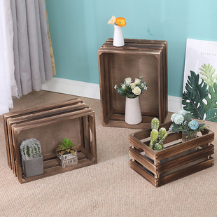 木箱子收纳箱定制复古实木收纳箱装饰大道具超市水果木框小木箱子
