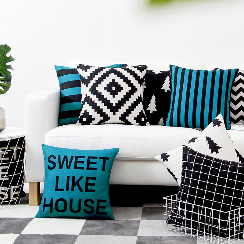 北欧双面棉麻抱枕靠垫套现代时尚简约办公室N汽车护腰客厅沙发靠