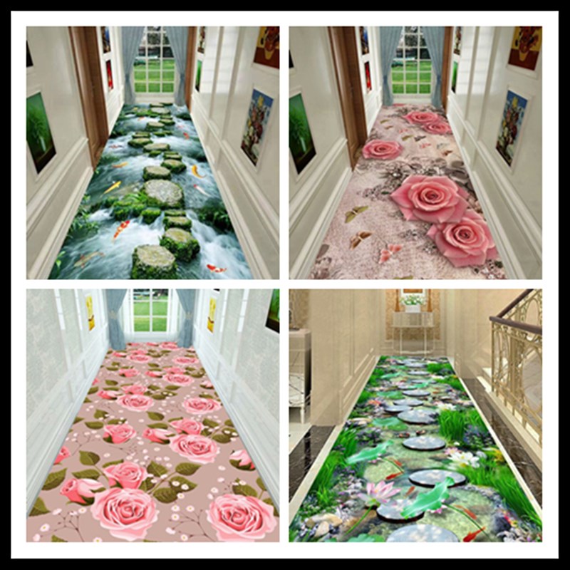 3D立体惊险走廊过道地毯楼梯满铺家用长条进门玄U关垫可裁剪定制
