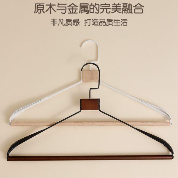 轻奢衣架家用挂衣撑铁艺镶木高档榉木不锈钢金属衣柜防滑无痕衣挂,收纳整理,金属衣架,淘宝优惠券,粉丝福利购,淘宝优惠卷