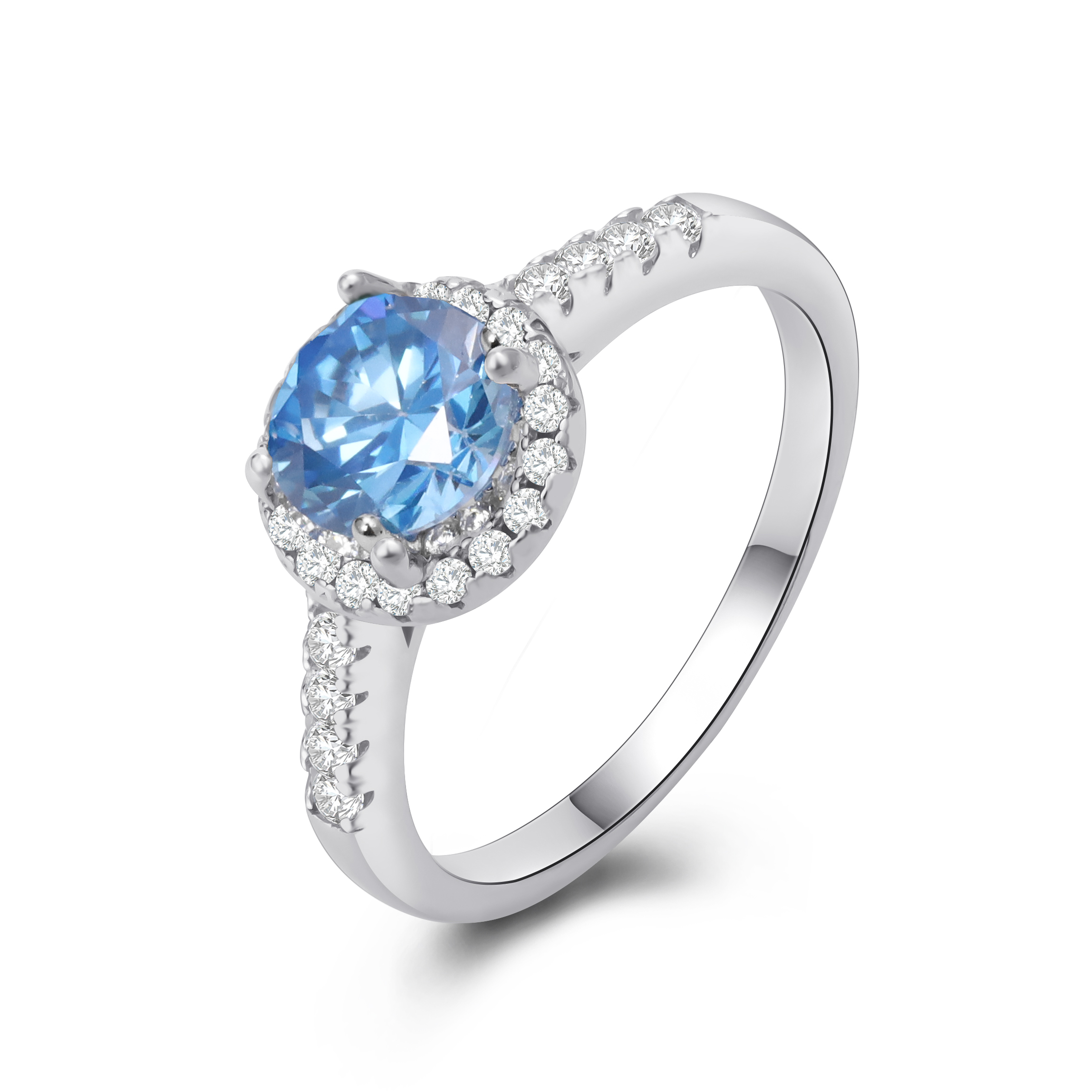 S925银戒指蓝色宝石女款时尚简约指环中性KAANJEWELRY经典百搭