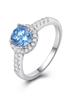 S925银戒指蓝色宝石女款时尚简约指环中性KAANJEWELRY经典百搭