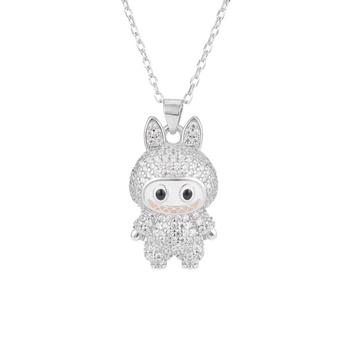 Labubu可爱卡通小兔子银饰吊坠