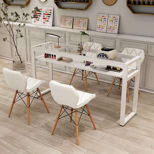 美甲桌椅套装日式单双人桌子美甲店专用简约钢化玻璃工作台