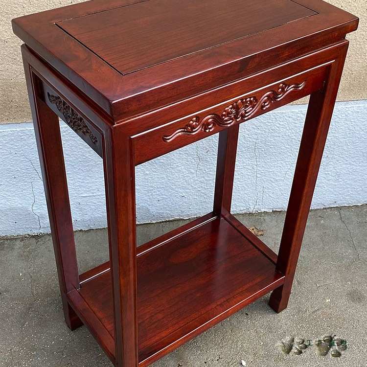 实木花架榆木小型鱼缸架奇石桌盆景桌超承重工艺品底座花架子绿萝