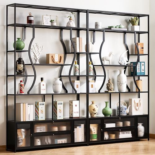 博古架实木新中式茶柜置物架子茶具E茶叶摆件展示柜多宝阁茶室隔