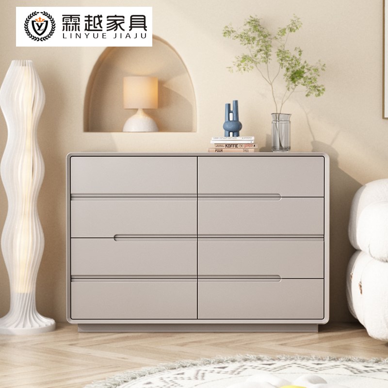 意式实木八斗柜法式极简奶油风床B尾收纳柜现代简约客厅五六斗边