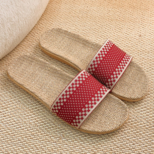 男士 亚麻拖鞋 防滑厚底棉麻拖鞋 女夏季 夏天家 室内家居情侣凉拖v鞋