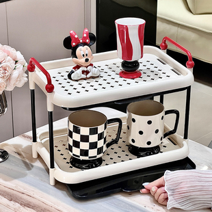 杯子收纳置物架桌面水杯收藏架轻奢高级感台面茶杯架双Z层沥水杯