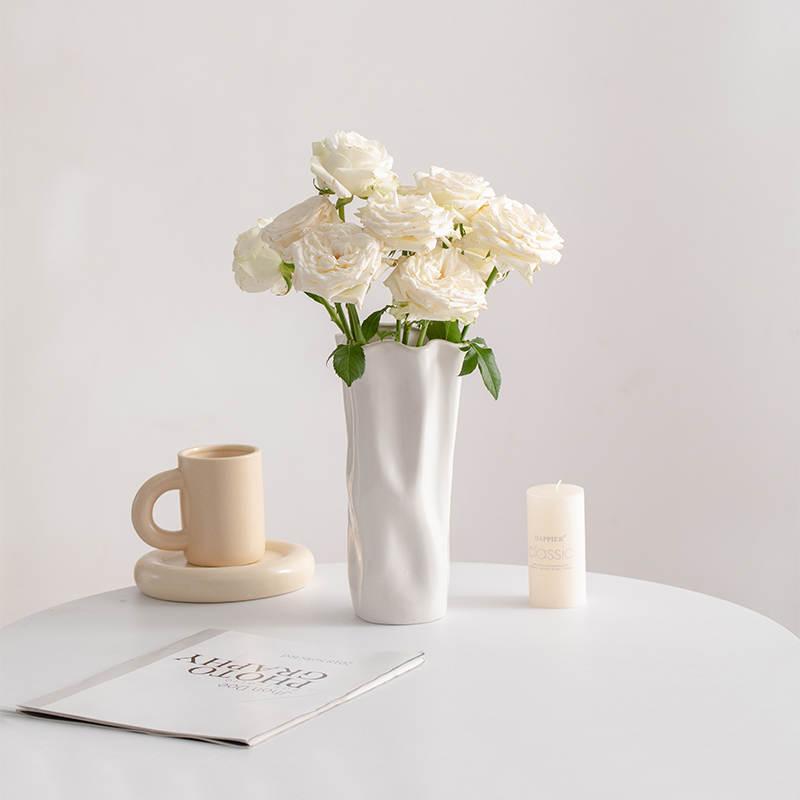 白色欧式陶瓷花瓶摆件客厅插花轻奢高级G感鲜花水养大口径2024新