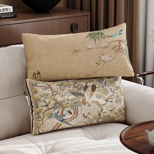 新中式抱枕高级柔软客厅沙u发腰枕轻奢靠枕靠垫方形抱枕套床头靠