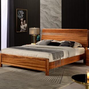 主卧婚床家具1.8米1.5m 双人现代中式 特价 全实木斑马乌金木床