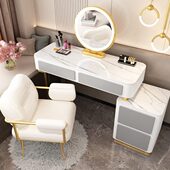 岩板梳妆台轻奢高级感卧室现代简约收纳柜一体实木化妆台化妆桌