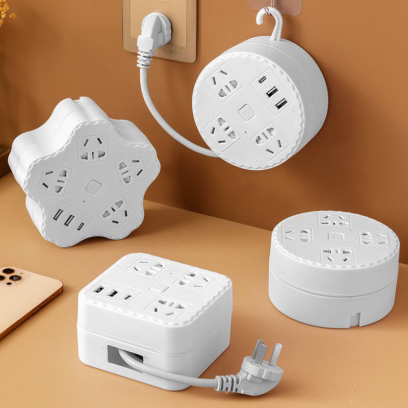 伸缩插座面板多孔排插多用功能家用插排多插位带usb拖接线板带线