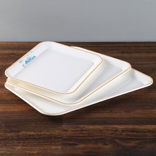 密胺托盘长方形盘子茶盘餐厅酒店塑料幼儿园餐盘饭店商用端菜托盘